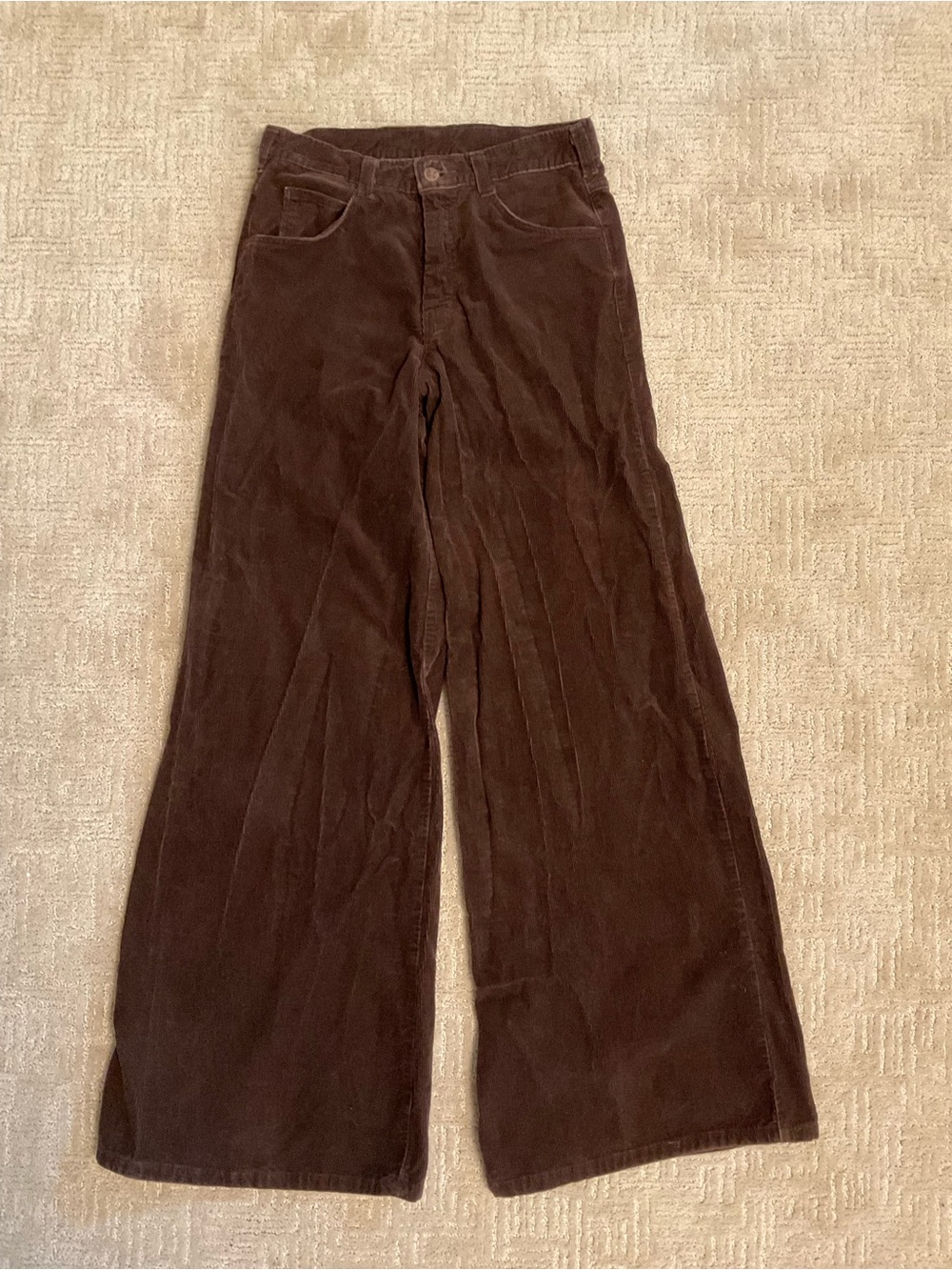 RARE Vintage 70s Women Pants Howick Riders Chocolate Brown Corduroy Flare 28 EUC